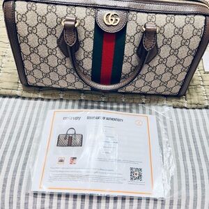Gucci Beige and Brown Logo Handbag